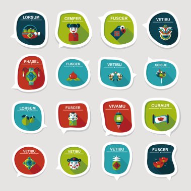 Çin yeni yılı kabarcık konuşma düz afiş tasarım düz adam