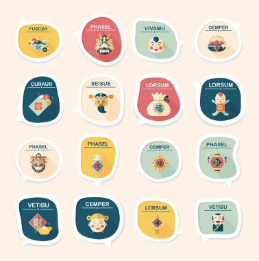 Çin yeni yılı kabarcık konuşma düz afiş tasarım düz adam