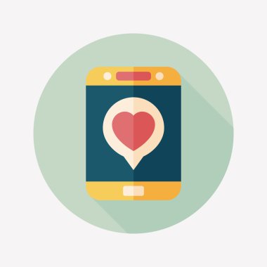 Sevgililer günü mesajı telefon düz simgesiyle uzun gölge, eps10