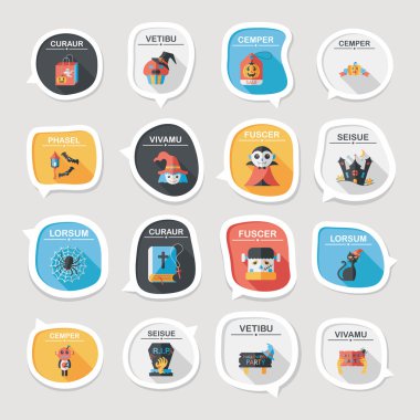 Cadılar Bayramı kabarcık konuşma afiş tasarım düz arka plan ayarlamak, eps10