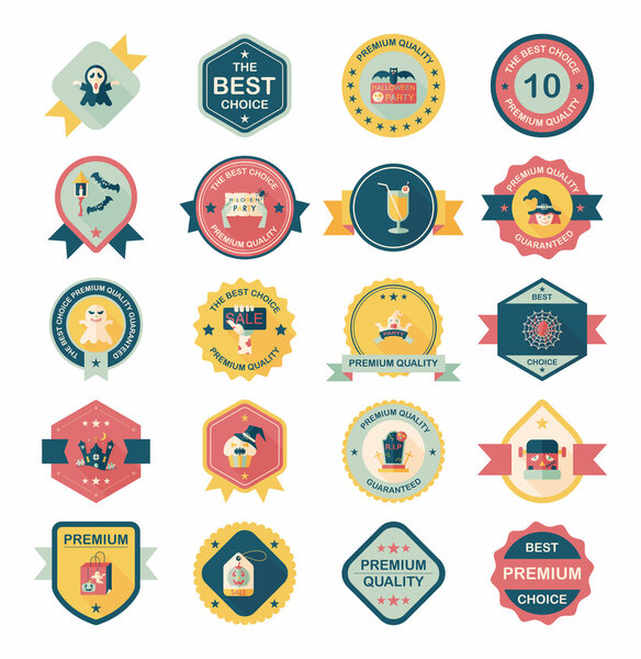 Halloween badge banner design flat background set, eps10