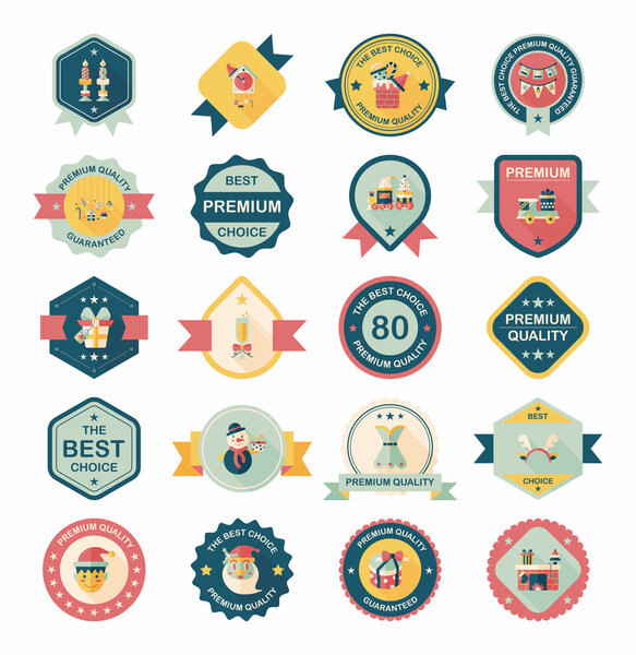 Christmas badge banner design flat background set, eps10