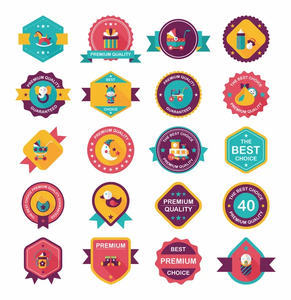 Baby Badge Banner Design flacher Hintergrund Set, Eps10 — Stockvektor