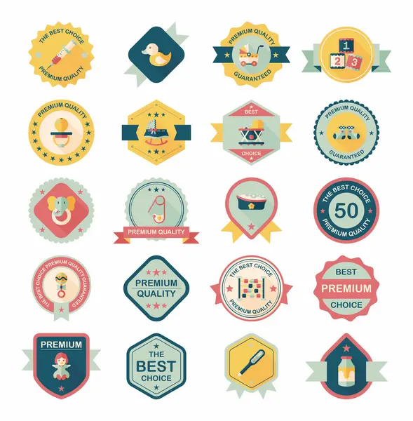 Baby badge banner ontwerp platte achtergrond instellen, eps10 — Stockvector