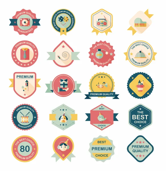 Ensemble de fond plat de conception de bannière de badge d'anniversaire, eps10 — Image vectorielle