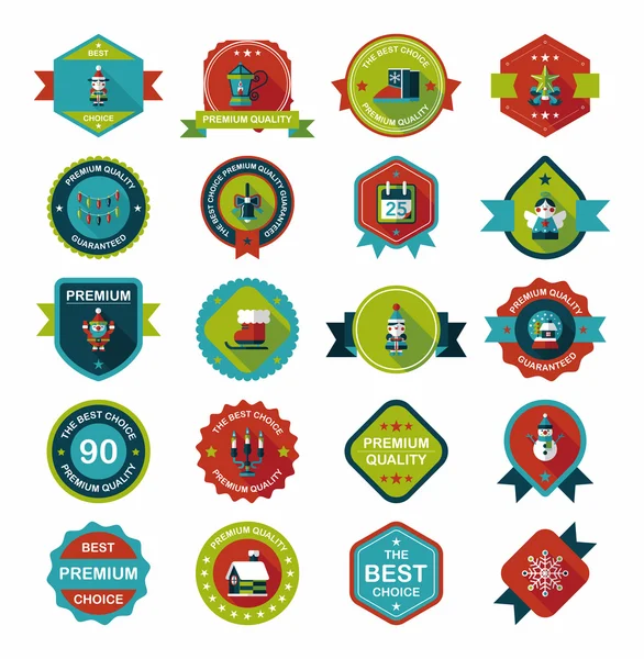 Christmas badge banner design flat background set, eps10 — Stock Vector
