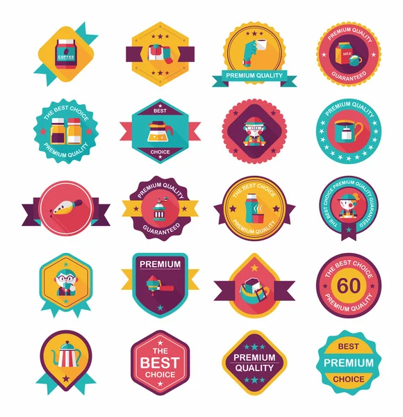 Badge café design fond plat ensemble, eps10 — Image vectorielle