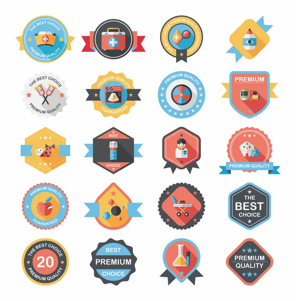 Set di sfondo piatto per la progettazione di banner per badge ospedalieri, eps10 — Vettoriale Stock