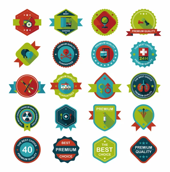 Ziekenhuis badge banner ontwerp platte achtergrond instellen, eps10 — Stockvector