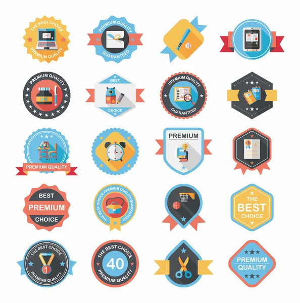 School badge banner ontwerp platte achtergrond instellen, eps10 — Stockvector