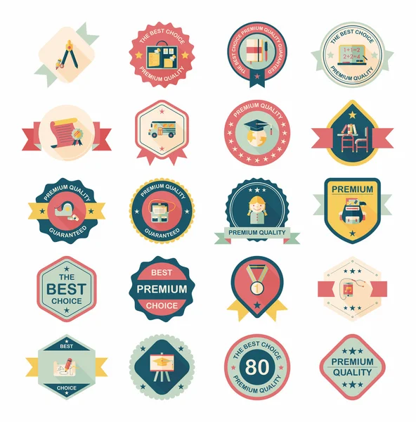 School badge banner ontwerp platte achtergrond instellen, eps10 — Stockvector