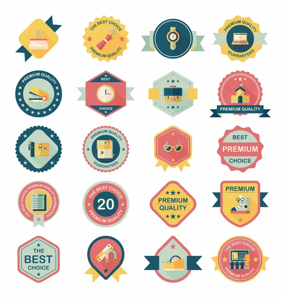 School badge banner ontwerp platte achtergrond instellen, eps10 — Stockvector