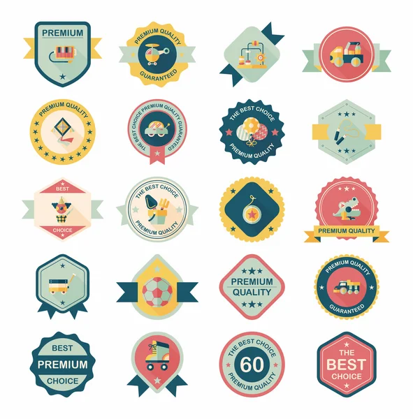 Ensemble de fond plat de conception de bannière de badge de jouet, eps10 — Image vectorielle