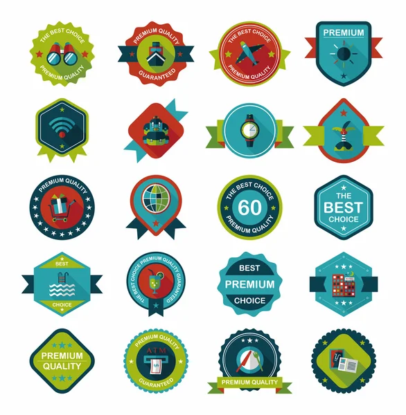 Ensemble de bannière de badge de voyage design fond plat, eps10 — Image vectorielle