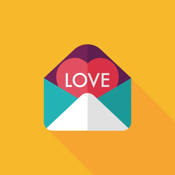 Valentinsdag kærlighedsbrev fladt ikon med lang skygge, eps10 – Stock-vektor