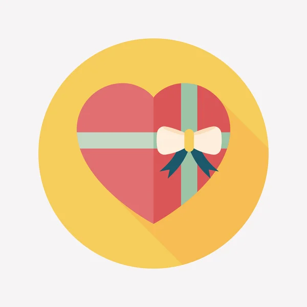 Valentine 's Day present flat icon with long shadow, eps10 — стоковый вектор