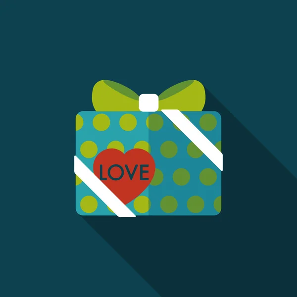 Icône plate cadeau Saint-Valentin avec ombre longue, eps10 — Image vectorielle