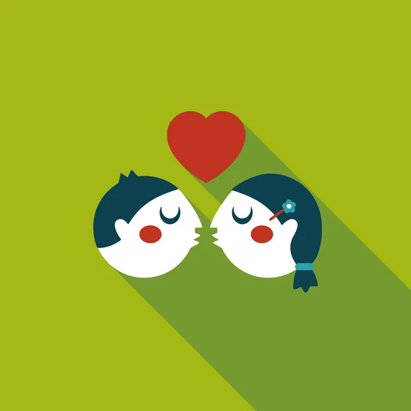 Icône plate couple Saint-Valentin avec ombre longue, eps10 — Image vectorielle