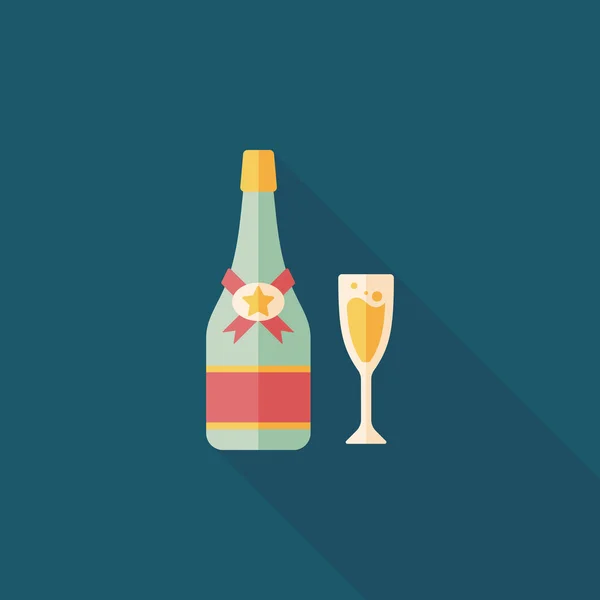 Valentýna šampaňské ploché ikony s dlouhý stín, eps10 — Stockový vektor
