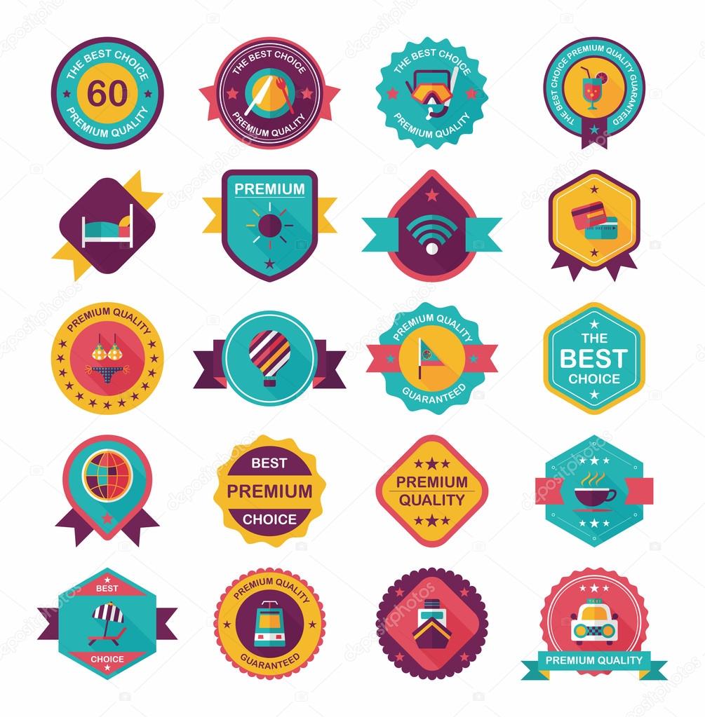 Travel badge banner design flat background set, eps10 — Stock Vector