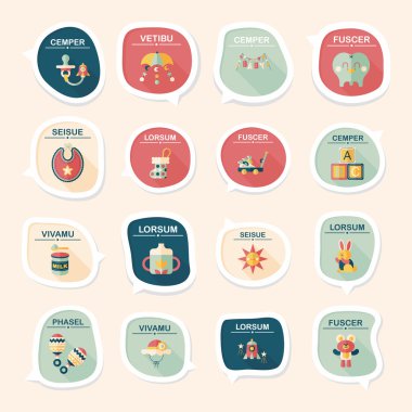 Bebek kabarcık konuşma afiş tasarım düz arka plan ayarlamak, eps10