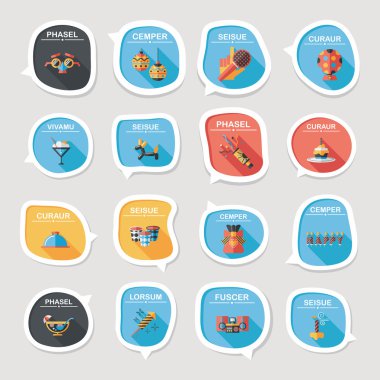 Doğum günü kabarcık konuşma afiş tasarım düz arka plan ayarlamak, eps10