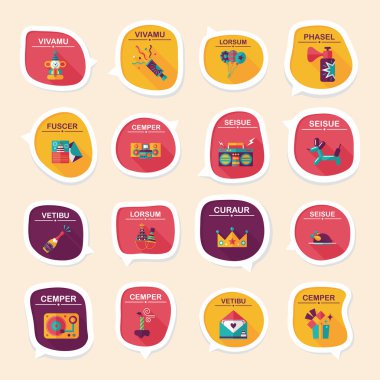 Doğum günü kabarcık konuşma afiş tasarım düz arka plan ayarlamak, eps10