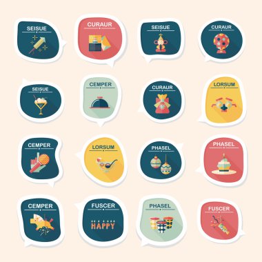 Doğum günü kabarcık konuşma afiş tasarım düz arka plan ayarlamak, eps10