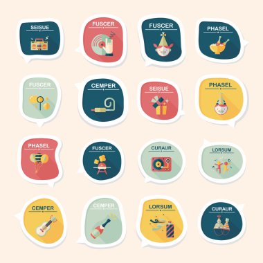 Doğum günü kabarcık konuşma afiş tasarım düz arka plan ayarlamak, eps10