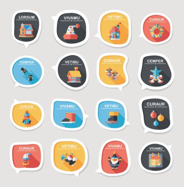 Noel kabarcık konuşma afiş tasarım düz arka plan ayarlamak, eps10