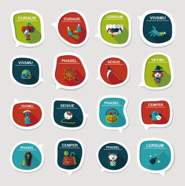 Cadılar Bayramı kabarcık konuşma afiş tasarım düz arka plan ayarlamak, eps10