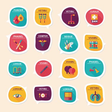 Hastane kabarcık konuşma afiş tasarım düz arka plan ayarlamak, eps10