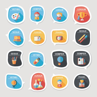 Okul kabarcık konuşma afiş tasarım düz arka plan ayarlamak, eps10