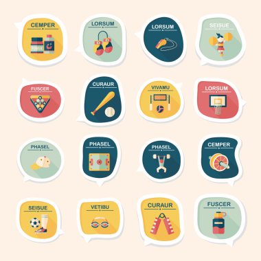 Spor konuşma balonu düz afiş tasarım arka plan ayarlamak, eps10