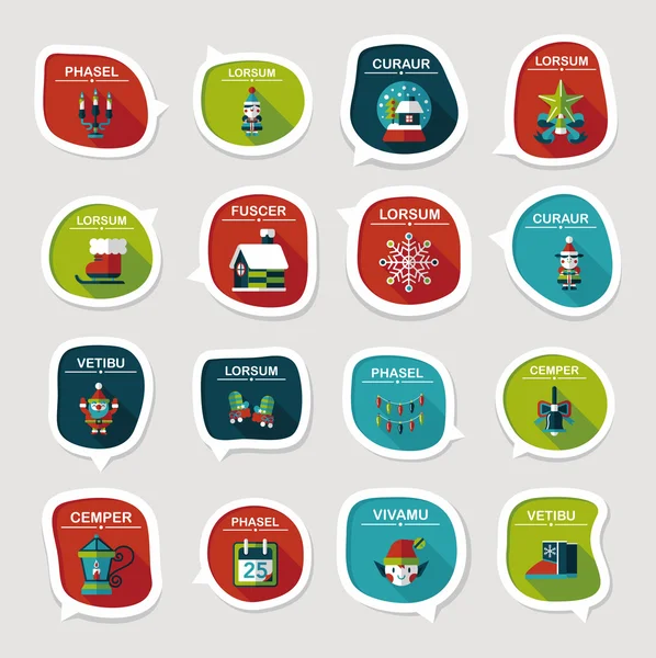 Set di sfondo piatto per il design del banner vocale a bolle di Natale, eps10 — Vettoriale Stock
