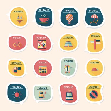 Seyahat balonu konuşma afiş tasarım düz arka plan ayarlamak, eps10