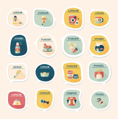 Evde beslenen hayvan kabarcık konuşma düz afiş tasarım arka plan ayarlamak, eps10