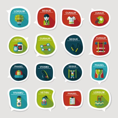 Spor konuşma balonu düz afiş tasarım arka plan ayarlamak, eps10