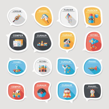 Oyuncak konuşma balonu afiş tasarım düz arka plan ayarlamak, eps10