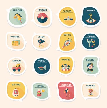 Oyuncak konuşma balonu afiş tasarım düz arka plan ayarlamak, eps10