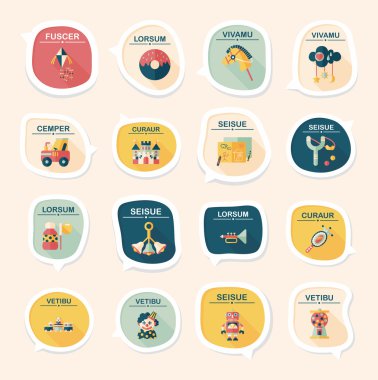 Oyuncak konuşma balonu afiş tasarım düz arka plan ayarlamak, eps10