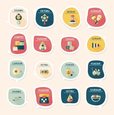 Oyuncak konuşma balonu afiş tasarım düz arka plan ayarlamak, eps10