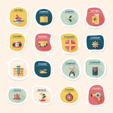 Seyahat balonu konuşma afiş tasarım düz arka plan ayarlamak, eps10