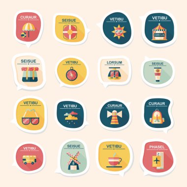 Seyahat balonu konuşma afiş tasarım düz arka plan ayarlamak, eps10