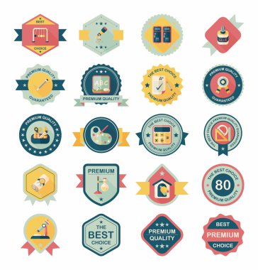 Okul rozet afiş tasarım düz arka plan ayarlamak, eps10