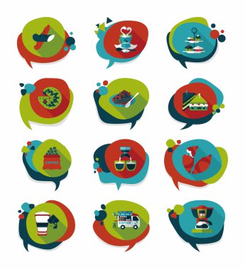 Kahve kabarcık konuşma düz afiş tasarım düz arka plan ayarlamak, eps