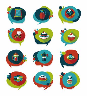 Kahve kabarcık konuşma düz afiş tasarım düz arka plan ayarlamak, eps