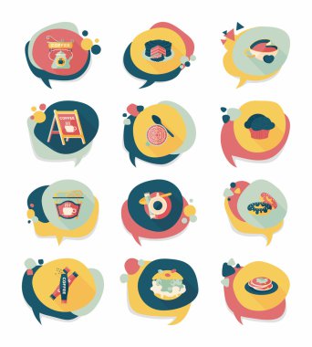 Kahve kabarcık konuşma düz afiş tasarım düz arka plan ayarlamak, eps