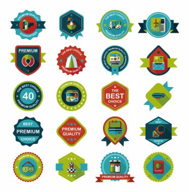 Rozet afiş tasarım düz arka plan ayarlamak, eps10 seyahat