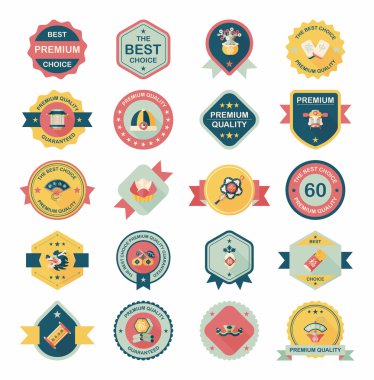 Çin yeni yılı rozet düz afiş tasarım düz arka plan ayarlamak, e